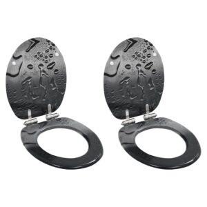 vidaXL WC Toilet Seats 2 pcs with Soft Close Lids MDF Water Drop Design