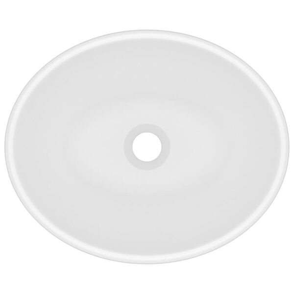 vidaXL Luxury Basin Oval-shaped Matt White 40x33 cm Ceramic - Image 4