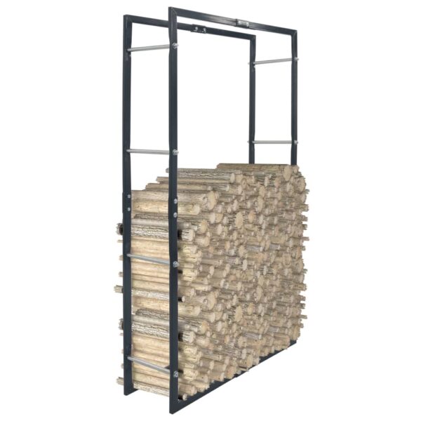 vidaXL Firewood Rack Black 80x25x150 cm Steel - Image 1