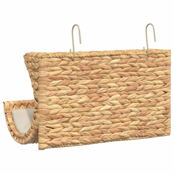 vidaXL Cat Bed with Cushion Water Hyacinth 37x20x20 cm - Image 5