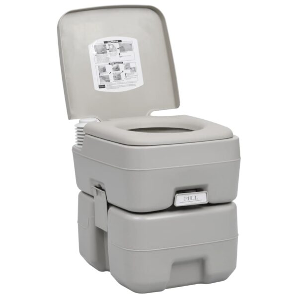 vidaXL Portable Camping Toilet Grey 20+10 L - Image 5