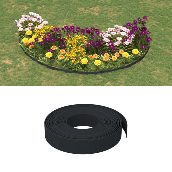 vidaXL Garden Edging Black 10 m 10 cm Polyethylene - Image 1