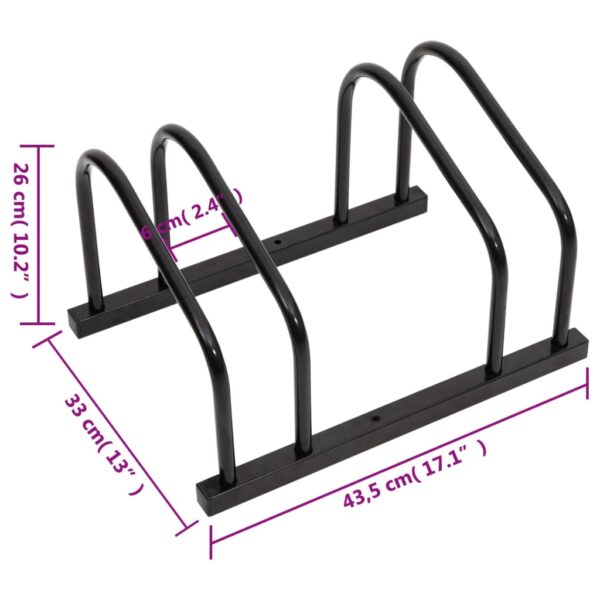 vidaXL Bike Rack for 2 Bikes Black Steel - Image 6
