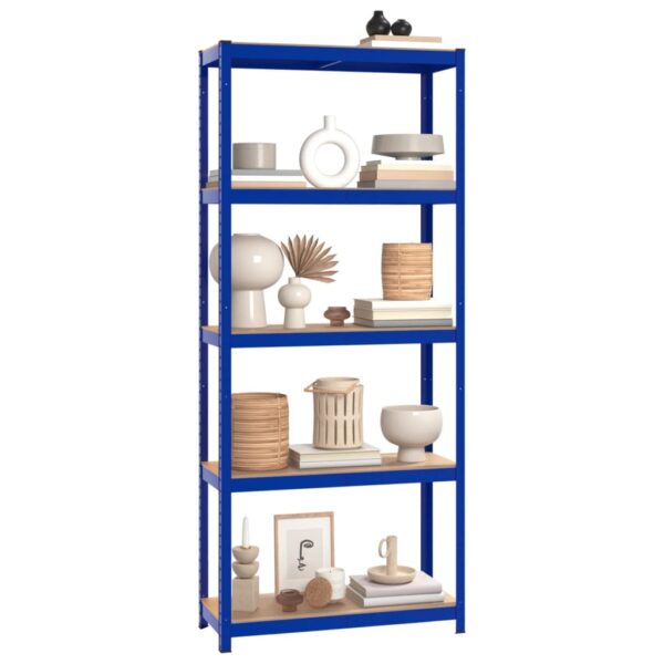 vidaXL 5-Layer Shelves 3 pcs Blue Steel and Engineered Wood - Image 3