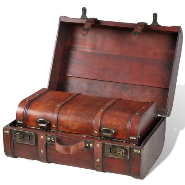 vidaXL Wooden Treasure Chests 2 pcs Vintage Brown - Image 3