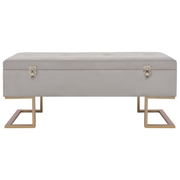 vidaXL Bench with Storage Compartment 105 cm Grey Velvet - Image 3