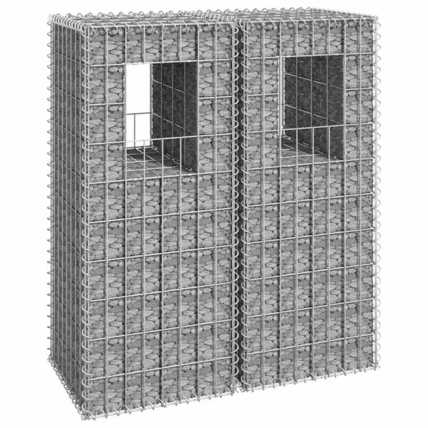 vidaXL Gabion Basket Posts 2 pcs 40x40x100 cm Iron - Image 1