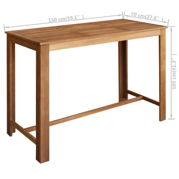 vidaXL Bar Table Solid Acacia Wood 150x70x105 cm - Image 6