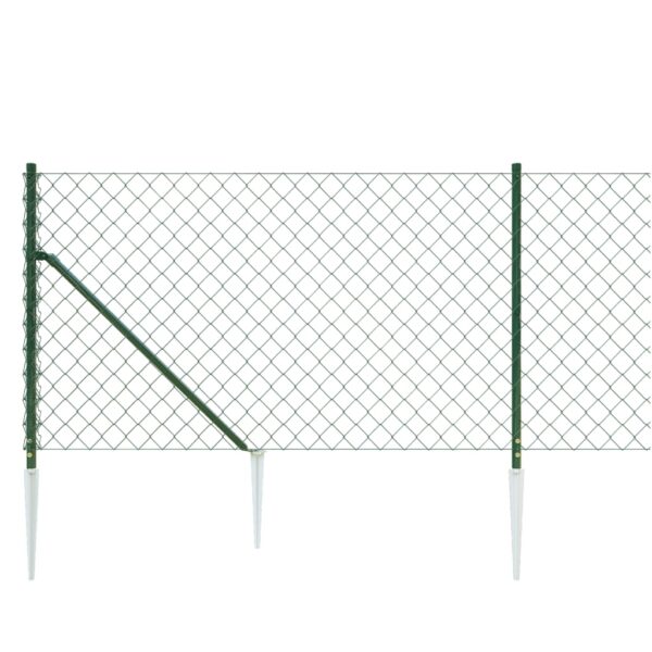 vidaXL Chain Link Fence with Spike Anchors Green 1x10 m - Image 4