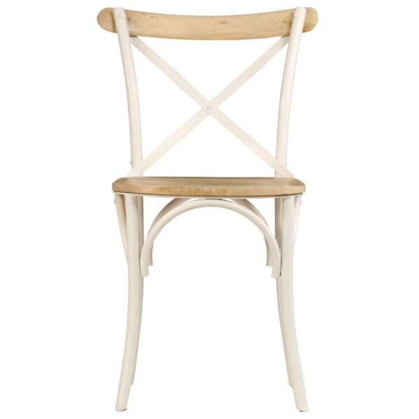 vidaXL Cross Chairs 4 pcs White Solid Mango Wood - Image 4