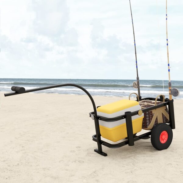 vidaXL Fishing Trolley Black Steel - Image 1