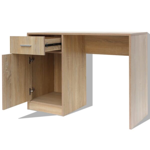 vidaXL Desk with Drawer and Cabinet Oak 100x40x73 cm - Image 5