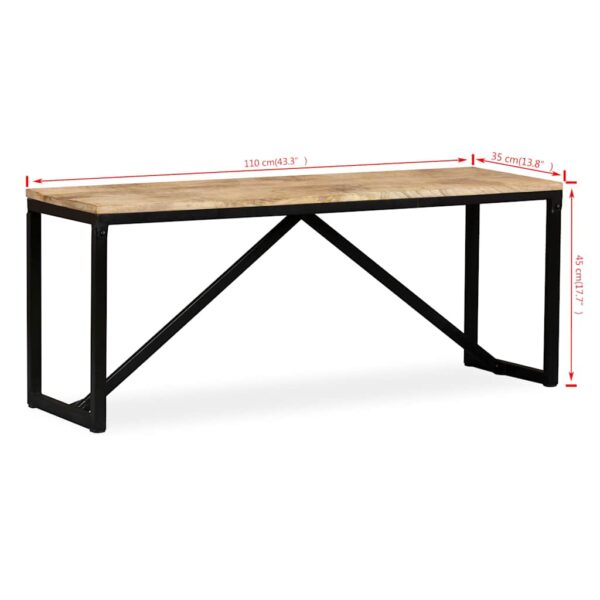 vidaXL Bench Solid Mango Wood 110x35x45 cm - Image 9
