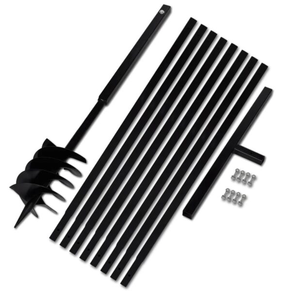 vidaXL Ground Drill with Handle 180 mm with Extension Tube 9 m Steel - Image 1