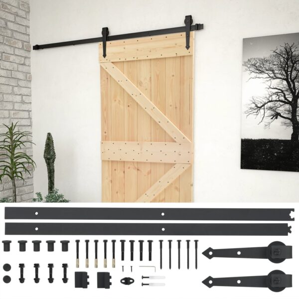 vidaXL Sliding Door with Hardware Set 90x210 cm Solid Pine Wood - Image 2
