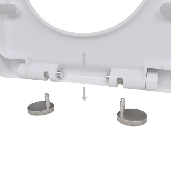 vidaXL Toilet Seats with Soft Close Lids 2 pcs Plastic White - Image 7