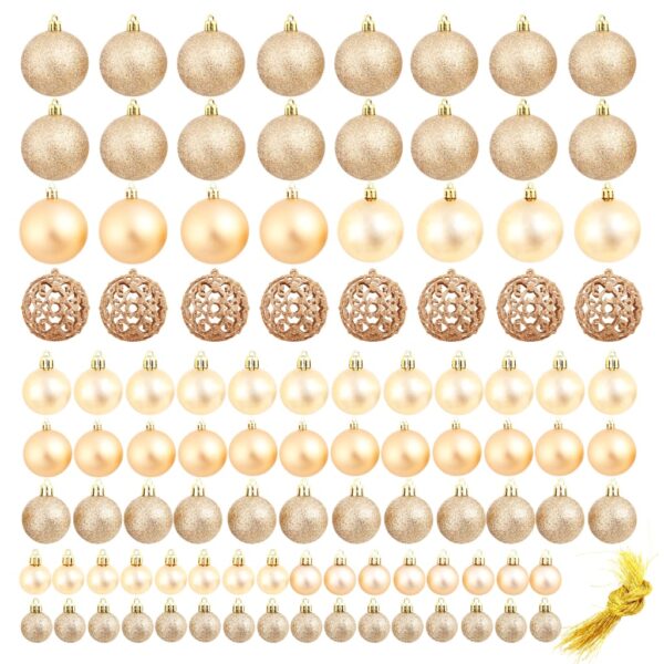 vidaXL 100 Piece Christmas Ball Set 3/4/6 cm Rose/Gold - Image 2