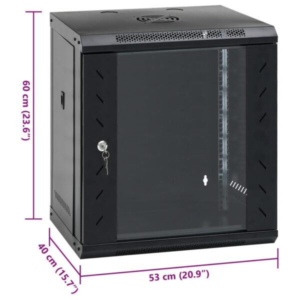 vidaXL 12U Wall Mounted Network Cabinet 19" IP20 53x40x60 cm - Image 8