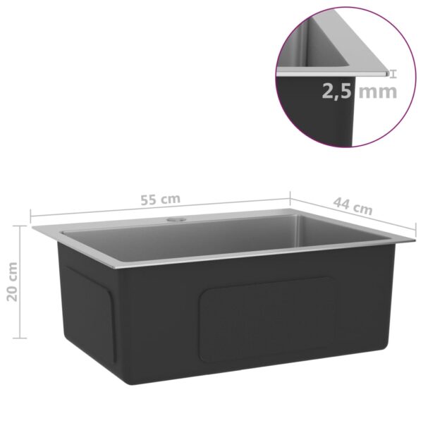 vidaXL Handmade Kitchen Sink Stainless Steel - Image 8