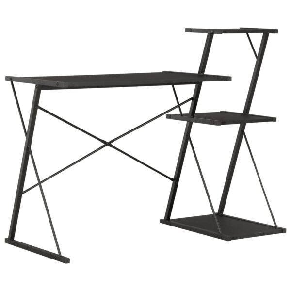 vidaXL Desk with Shelf Black 116x50x93 cm - Image 1