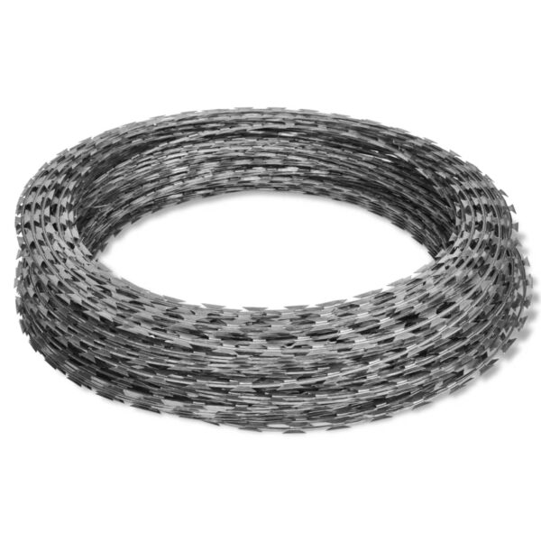 vidaXL Razor Wires Helical Wire Rolls 2 pcs Galvanised Steel 100 m - Image 2