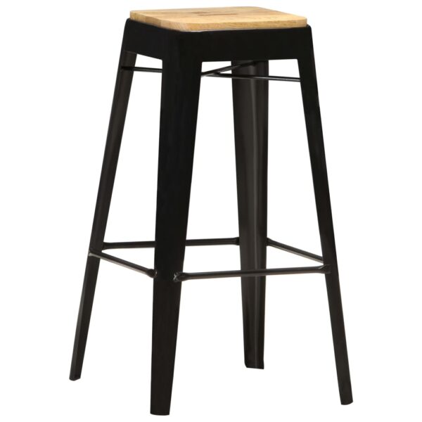 vidaXL Bar Stools 4 pcs Black Solid Mango Wood - Image 11