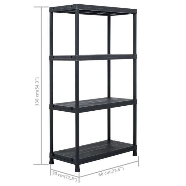 vidaXL Storage Shelf Racks 5 pcs Black 60x30x138 cm Plastic - Image 10