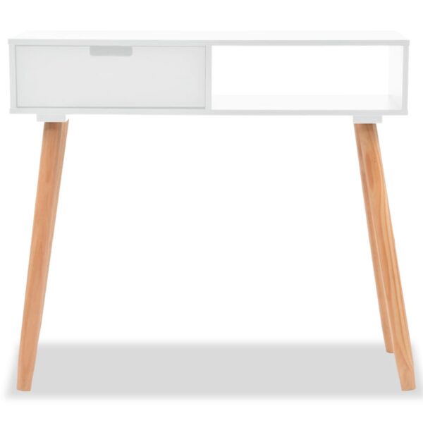 vidaXL Console Table Solid Pinewood 80x30x72 cm White - Image 4