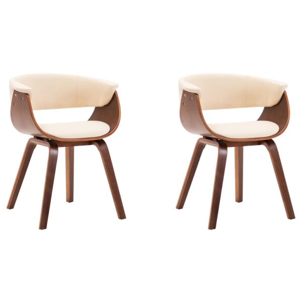 vidaXL Dining Chairs 2 pcs Cream Bent Wood and Faux Leather - Image 2