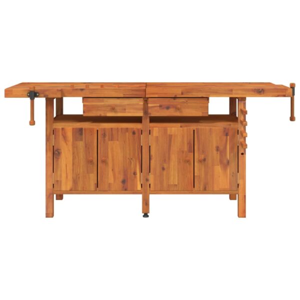 vidaXL Workbench with Drawers and Vices 192x62x83 cm Solid Wood Acacia - Image 3