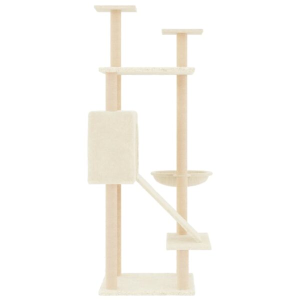 vidaXL Cat Tree with Sisal Scratching Posts Cream 153 cm - Image 4