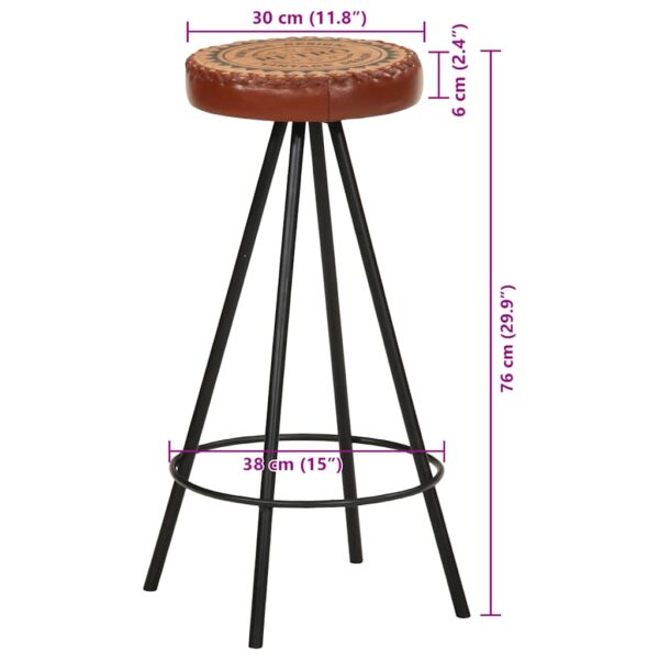 vidaXL Bar Stools 4 pcs Real Leather - Image 8