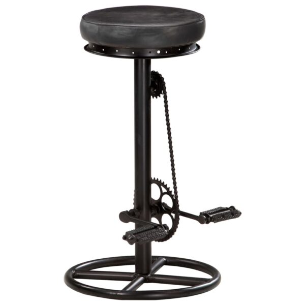 vidaXL Bar Stools 2 pcs Black Real Goat Leather - Image 2