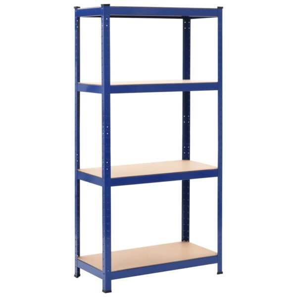 vidaXL 4-Layer Storage Shelf Blue Steel&Engineered Wood - Image 1
