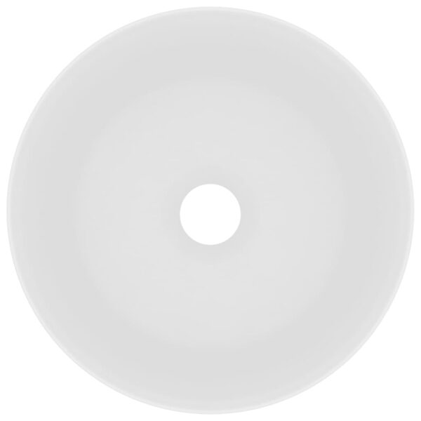 vidaXL Luxury Wash Basin Round Matt White 40x15 cm Ceramic - Image 3