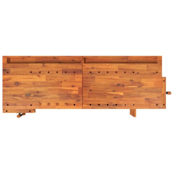 vidaXL Workbench with Drawers and Vices 192x62x83 cm Solid Wood Acacia - Image 7