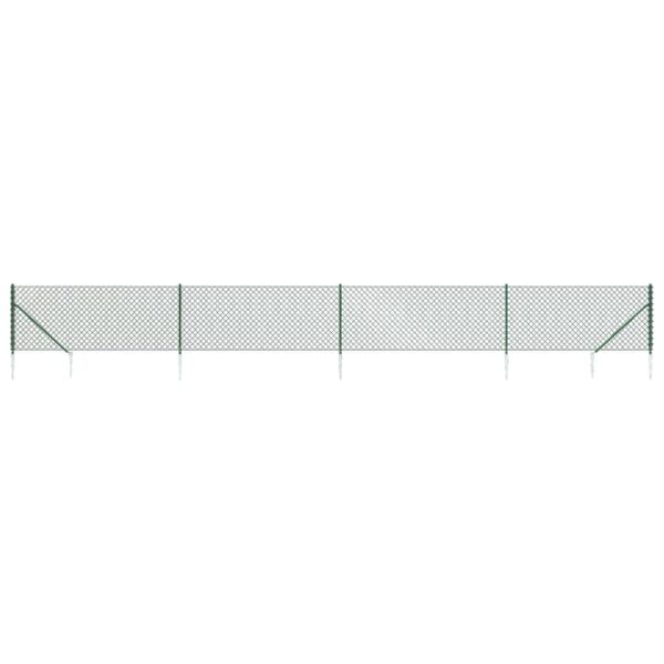 vidaXL Chain Link Fence with Spike Anchors Green 0.8x10 m - Image 2