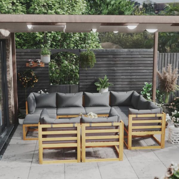 vidaXL 10 Piece Garden Lounge Set with Cushion Solid Acacia Wood - Image 1