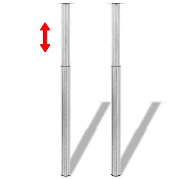 vidaXL Telescopic Table Legs 2 pcs Brushed Nickel 710 mm-1100 mm - Image 1