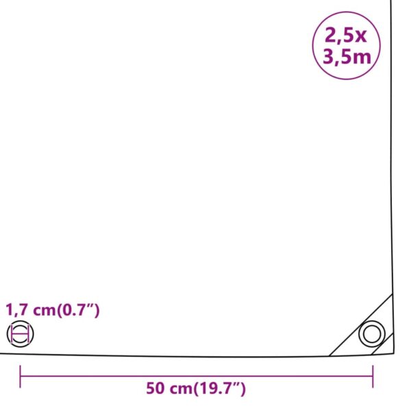vidaXL Tarpaulin Anthracite 2.5x3.5 m 650 g/m² - Image 10