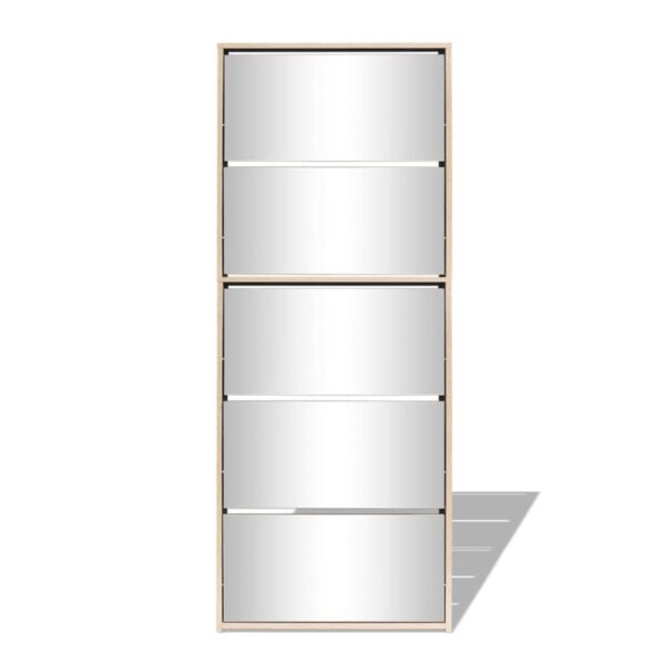 vidaXL Shoe Cabinet 5-Layer Mirror Oak 63x17x169.5 cm - Image 5