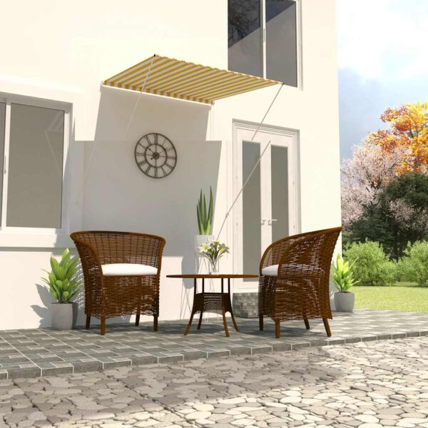 vidaXL Retractable Awning 100x150 cm Yellow and White - Image 1