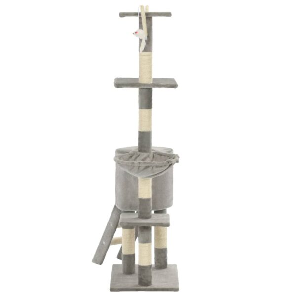 vidaXL Cat Tree with Sisal Scratching Posts 138 cm Grey - Image 5