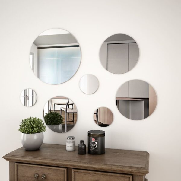 vidaXL 7 Piece Wall Mirror Set Round Glass - Image 1