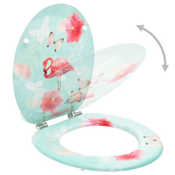 vidaXL WC Toilet Seat with Lid MDF Flamingo Design - Image 2