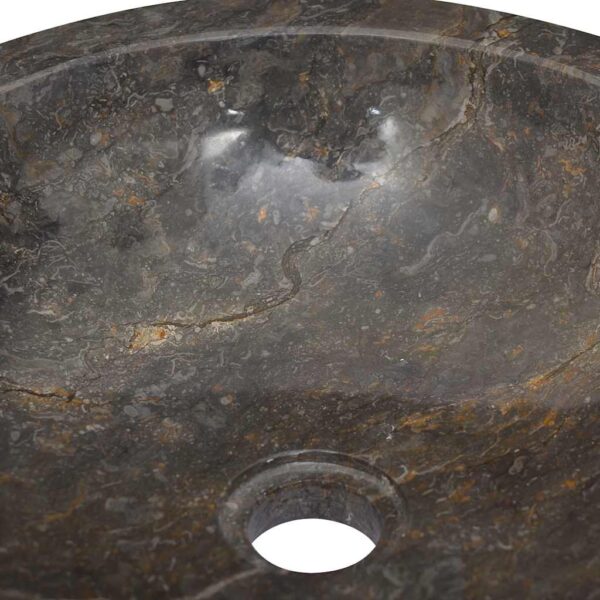 vidaXL Sink Grey Ø40x12 cm Marble - Image 7