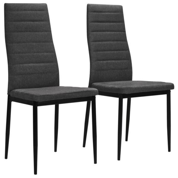 vidaXL Dining Chairs 2 pcs Dark Grey Fabric - Image 1