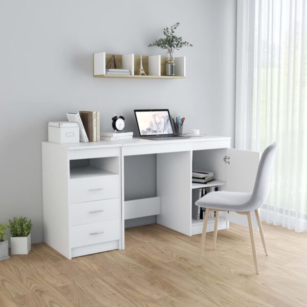 vidaXL Desk White 140x50x76 cm Engineered Wood - Image 4