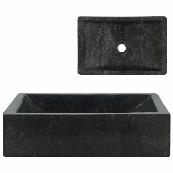 vidaXL Sink 45x30x12 cm Marble High Gloss Black - Image 2