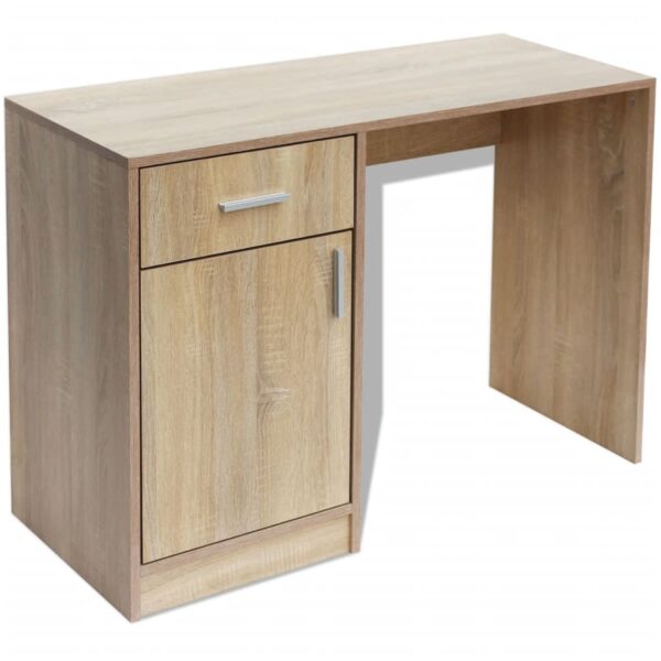 vidaXL Desk with Drawer and Cabinet Oak 100x40x73 cm - Image 2
